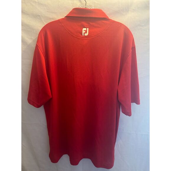 FJ Footjoy Mens Size Large Red White Black Collar Short Sleeve Golf Polo - Picture 2 of 4
